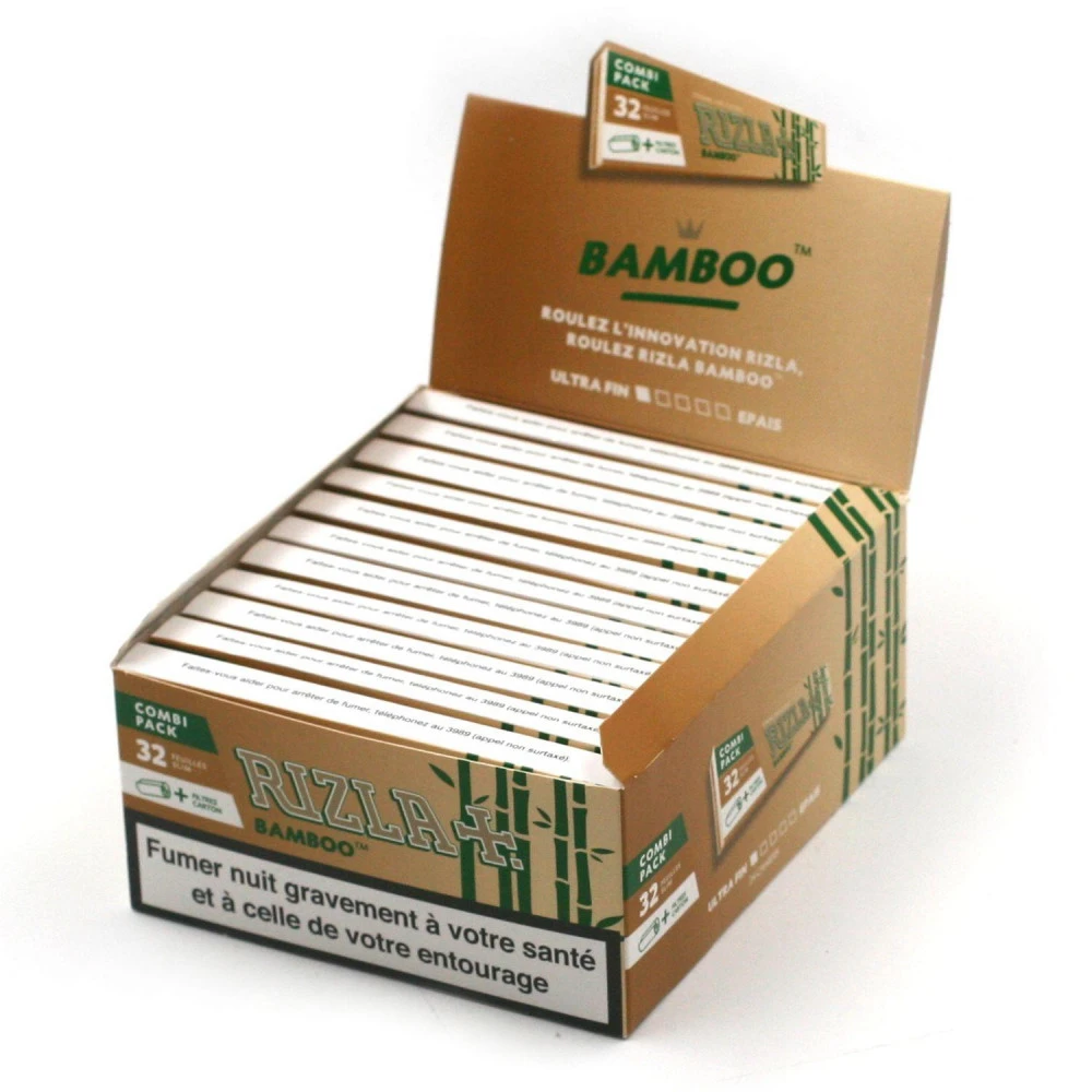 Boite De 24 Paquets De Feuilles Slim Rizla Bamboo + Filtres Cartons 2 Boite De 24 Paquets De Feuilles Slim Rizla Bamboo + Filtres Cartons – Image 2