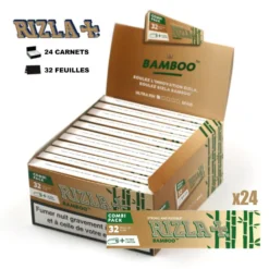 Boite De 24 Paquets De Feuilles Slim Rizla Bamboo + Filtres Cartons