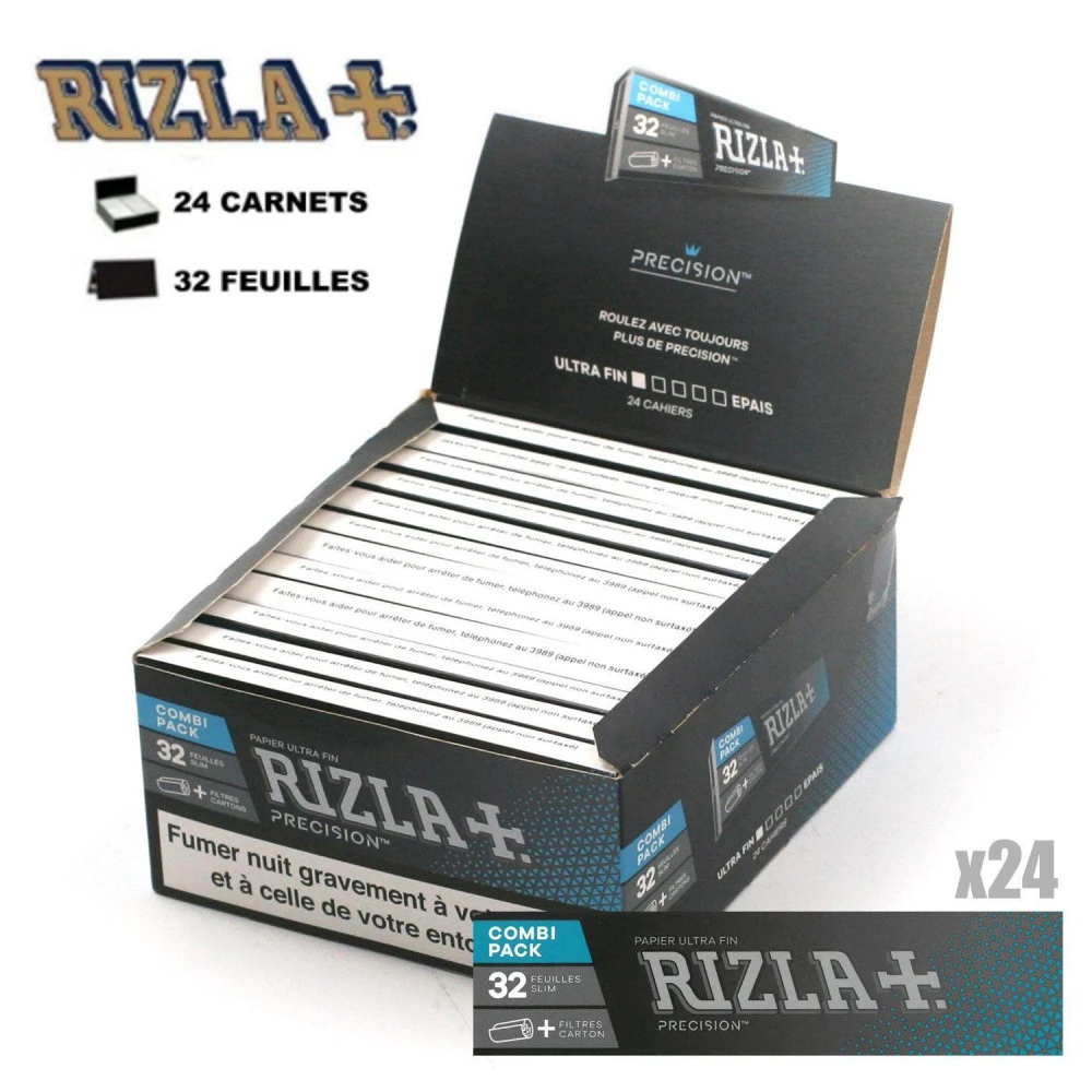 Boite De 24 Paquets Feuilles Slim Rizla Precision + Filtres Cartons 1 Boite De 24 Paquets Feuilles Slim Rizla Precision + Filtres Cartons