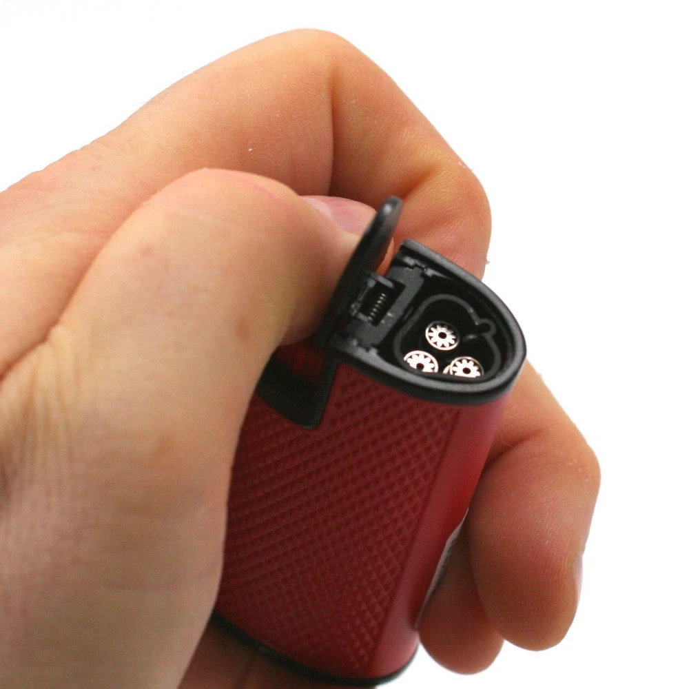 Briquet Turbo Métal Avec Perce Cigare Intégrer – Rouge 3 Briquet Turbo Métal Avec Perce Cigare Intégrer – Rouge – Image 3