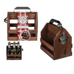 Caisse Vintage En Bois Pour Six Canettes - Décapsuleur