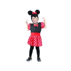 Costume Baby Souris Rouge Et Noir Fille - Taille 3-4 Ans (92-104 Cm)