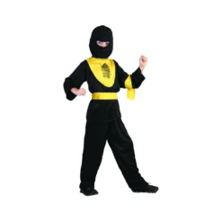 Costume Enfant Ninja Noir Et Jaune Taille 5-6 Ans (S)