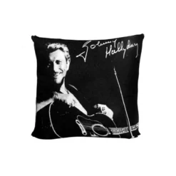 Coussin Noir Johnny Hallyday à La Guitare