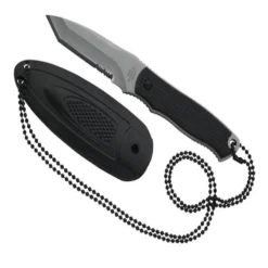COUTEAU DE COU HERBERTZ NOIR 7CM 440 SEMI-DENTEE + ETUI Réf. : 103407