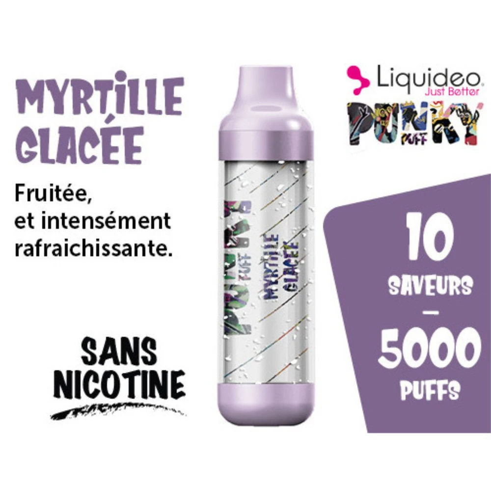 E-Cigarette Jetable 5000 Puffs Punky Puff - Myrtille Glacée Sans Nicotine Ni Tabac 2 E-Cigarette Jetable 5000 Puffs Punky Puff - Myrtille Glacée Sans Nicotine Ni Tabac – Image 2
