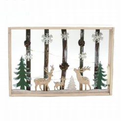 Forêt - Déco De Noël En Bois Lumineux 20 X 30 Cm -Truc Chic Soldes Magasin foret deco de noel en bois lumineux 20 x 30 cm 2