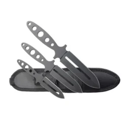 JEU 3 COUTEAUX LANCER HERBERTZ TOUT INOX NOIR + ETUIRéf. : 130926