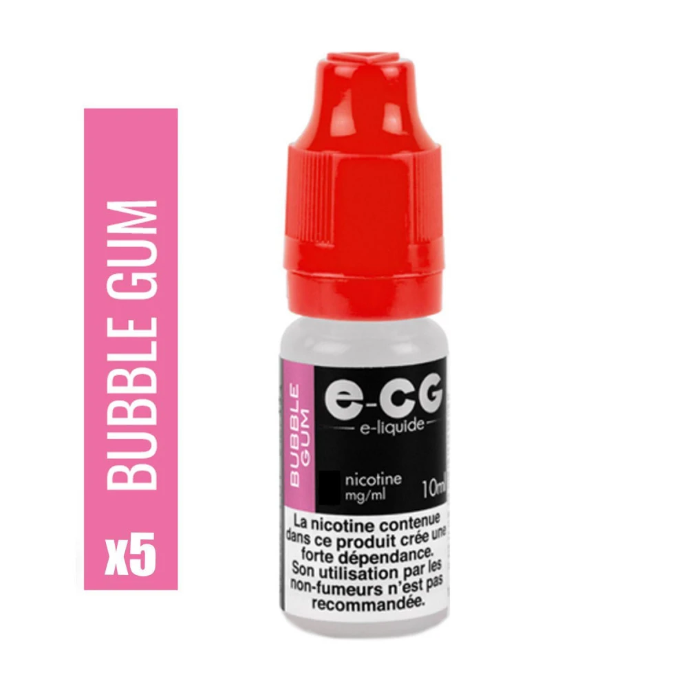 Lot De 5 Flacons E-CG - Goût Bubble Gum 0 Mg/ml 1 Lot De 5 Flacons E-CG - Goût Bubble Gum 0 Mg/ml