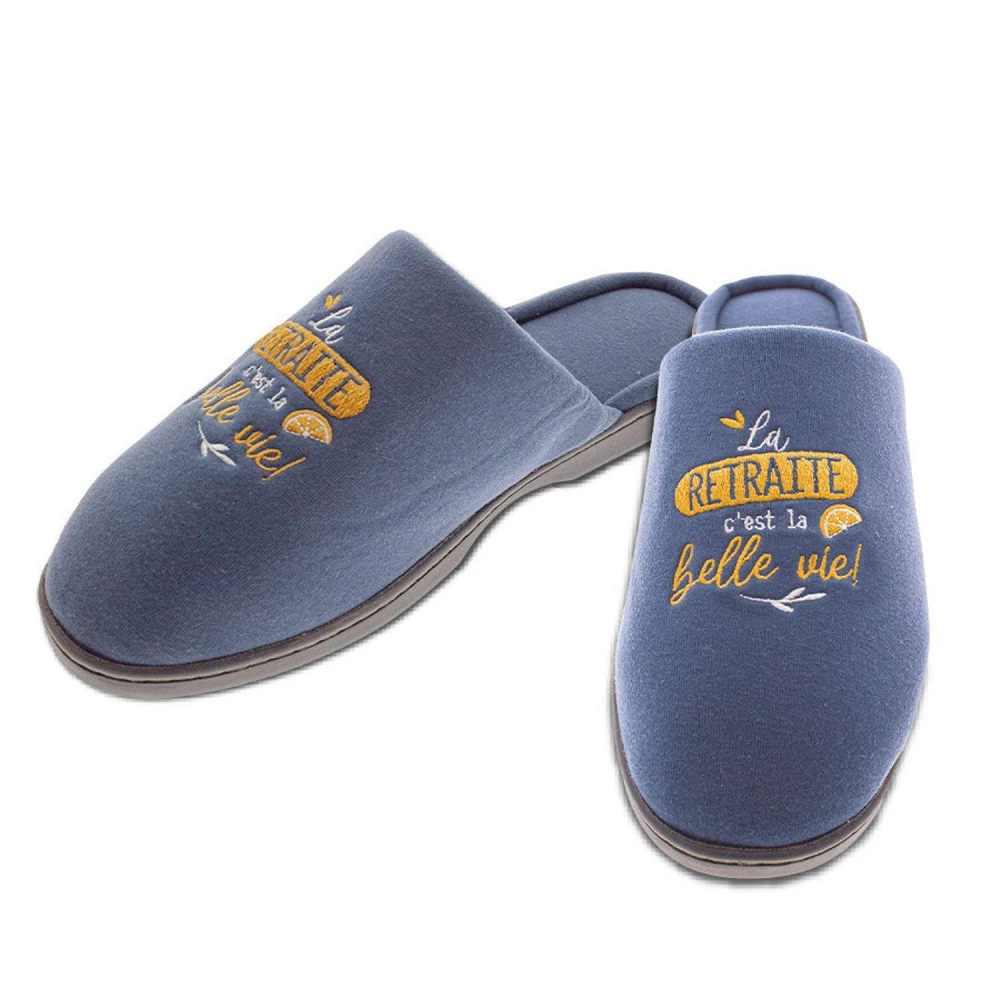 Pantoufles Retraite Bleu C'est La Belle Vie ! T 43 - 45 1 Pantoufles Retraite Bleu C'est La Belle Vie ! T 43 - 45