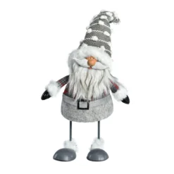 Père Noël Gris Avec Ressort 30 Cm