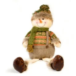 Personnage De Noël En Tissu - Bonhomme De Neige - 35 Cm