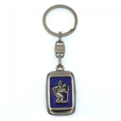 Porte Clé Saint Christophe - Rectangulaire Bleu