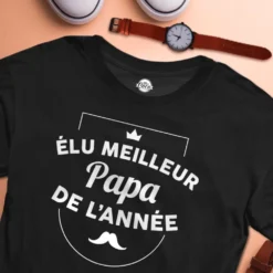 T-shirt - Élu Meilleur Papa De L'Année - Taille M -Truc Chic Soldes Magasin t shirt elu meilleur papa de l annee taille m 2