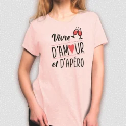 T-Shirt Vivre D'Amour Et D'Apéro - Taille M -Truc Chic Soldes Magasin t shirt vivre d amour et d apero taille m 2