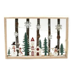 Village - Déco De Noël En Bois Lumineux 20 X 30 Cm -Truc Chic Soldes Magasin village deco de noel en bois lumineux 20 x 30 cm 2