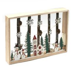 Village - Déco De Noël En Bois Lumineux 20 X 30 Cm