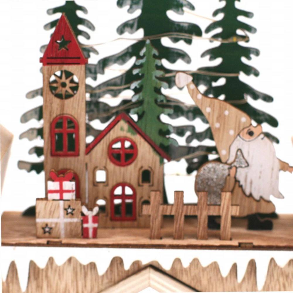 Village Et Cadeaux - Déco De Noël Étoile En Bois Lumineux 25 Cm 3 Village Et Cadeaux - Déco De Noël Étoile En Bois Lumineux 25 Cm – Image 3