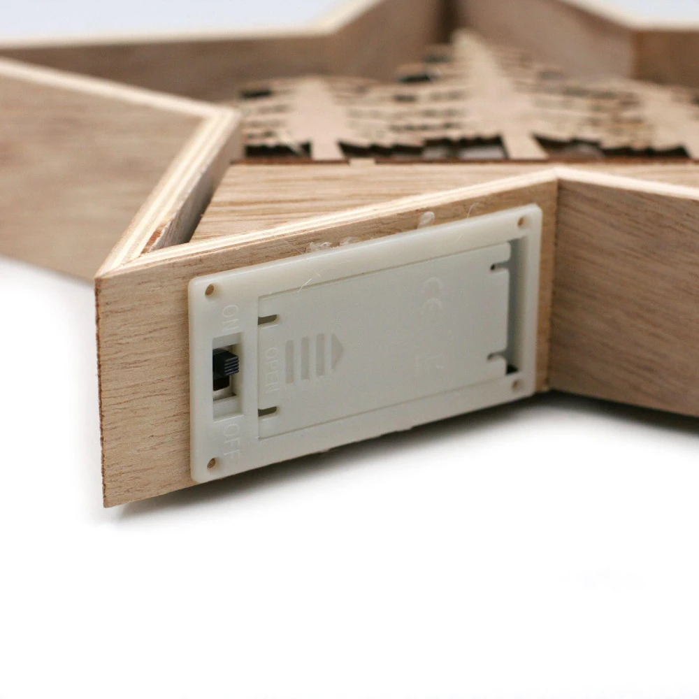 Village Et Traineau - Déco De Noël Étoile En Bois Lumineux 25 Cm 4 Village Et Traineau - Déco De Noël Étoile En Bois Lumineux 25 Cm – Image 4